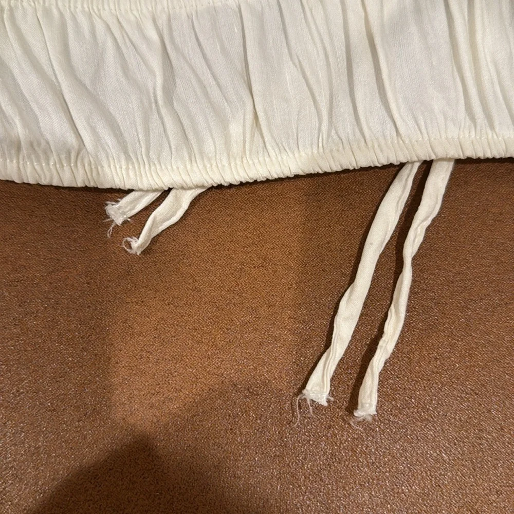 Zara Pleated Linen Blended Crop top blouse - Picture 4 of 4